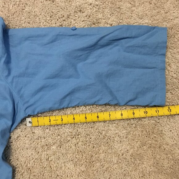 Northern Reflections Blue Linen Blend Sailor Collar Button Down Dress Sh… - Picture 16 of 16